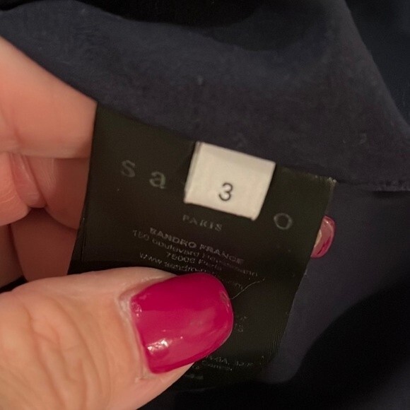 Sandro “Danny” Navy Blue and red dress in contrasting lace and lurex 3/L - Picture 6 of 7